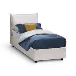 Letto una piazza contenitore bianco 105x215cm rivestimento in ecopelle - Assoreta
