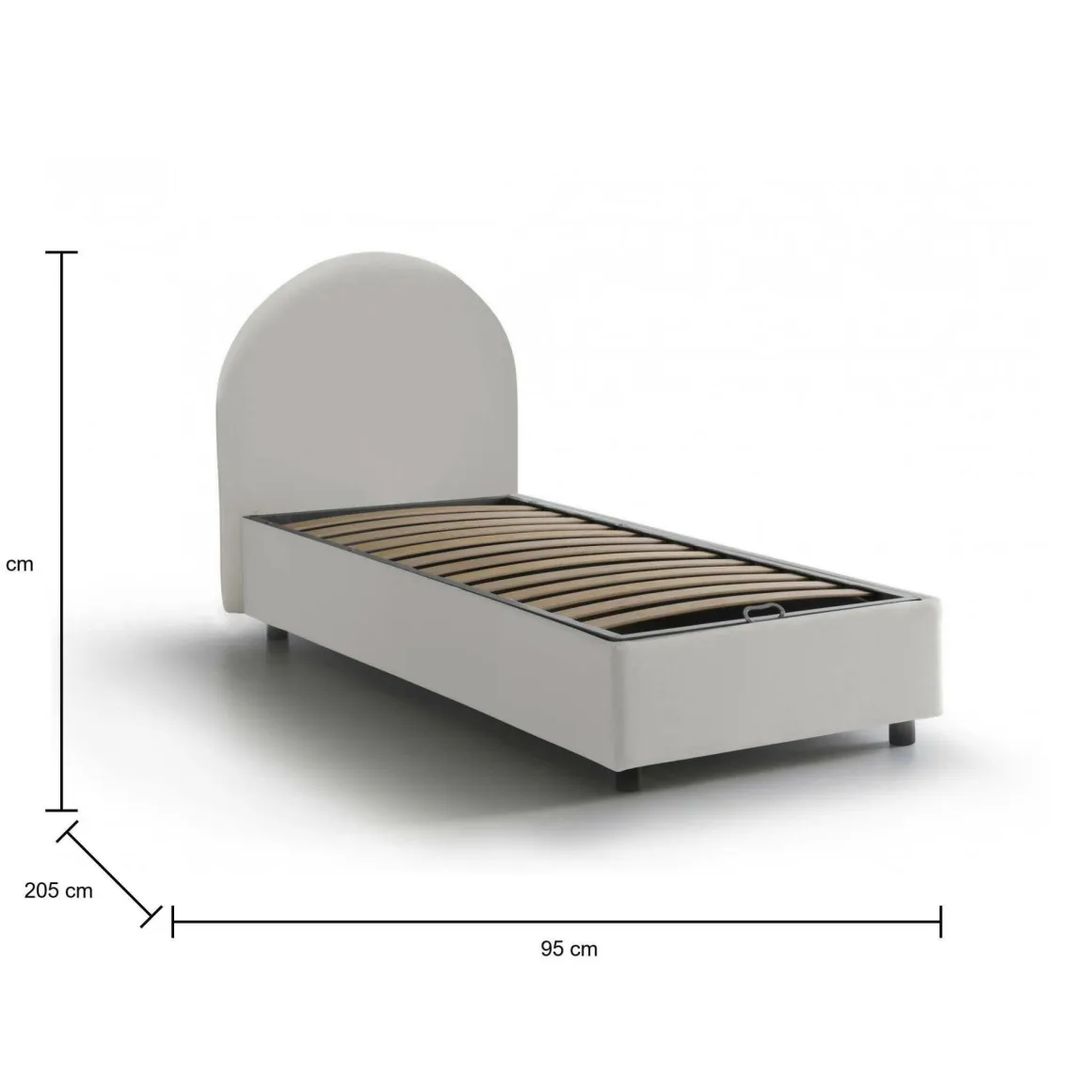 Letti Singoli|Letti Contenitore > Dmora Letto una piazza contenitore 95x205cm comodo - Parco Bianco