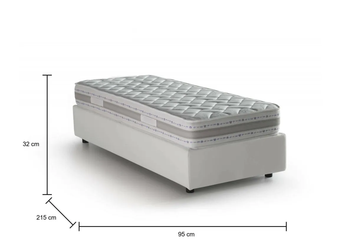 Letto una piazza contenitore bianco 95x215cm chic - Abruzzo