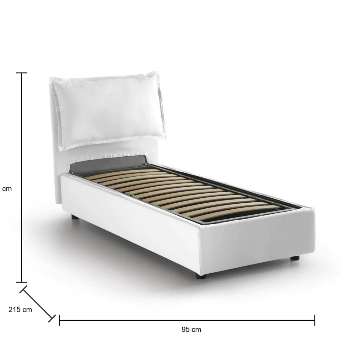 Letti Singoli|Letti Contenitore > Dmora Letto una piazza contenitore 95x215cm design - Ancara Bianco
