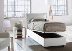 Letti Singoli|Letti Contenitore > Dmora Letto una piazza contenitore 95x215cm design - Ancara Bianco