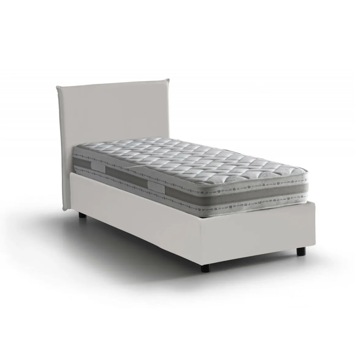 Letti Singoli|Letti Contenitore > Dmora Letto una piazza contenitore 95x215cm rivestimento in tessuto - Avova Bianco