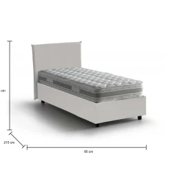Letti Singoli|Letti Contenitore > Dmora Letto una piazza contenitore 95x215cm rivestimento in tessuto - Avova Bianco