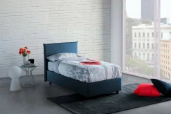 Letto una piazza contenitore blu 95x215cm adatto per materasso 80x200 cm - Shana