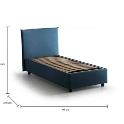 Letto una piazza contenitore blu 95x215cm adatto per materasso 80x200 cm - Shana
