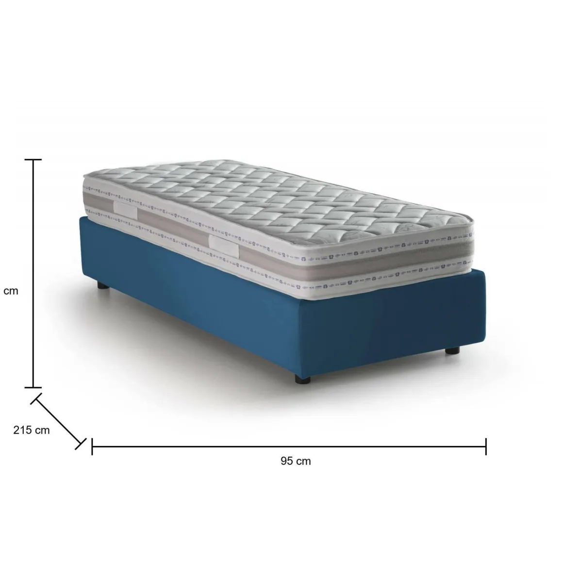Letto una piazza contenitore blu 95x215cm rivestimento in tessuto - Avova