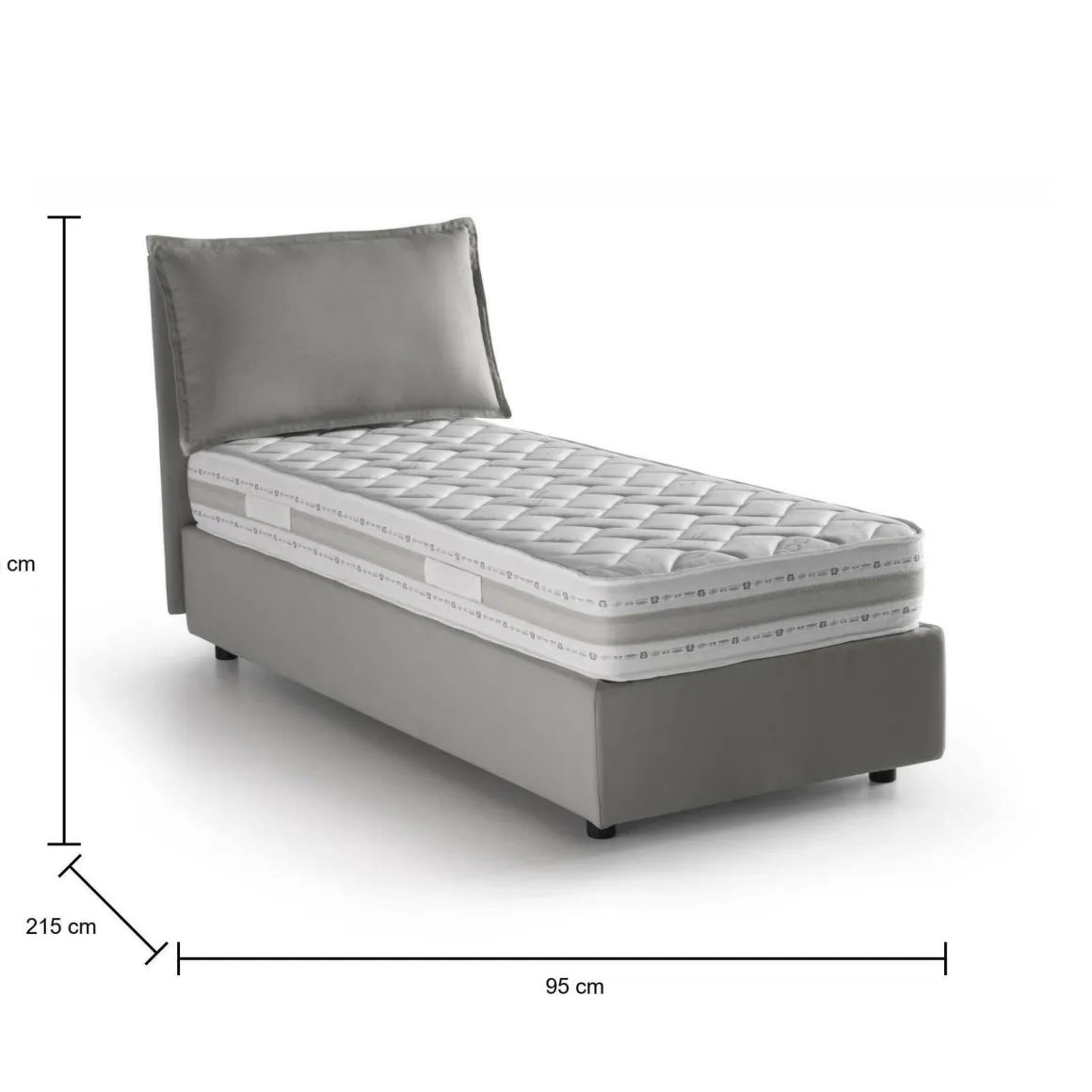Letti Singoli|Letti Contenitore > Dmora Letto una piazza contenitore 95x215cm moderno - Azzurrino Grigio