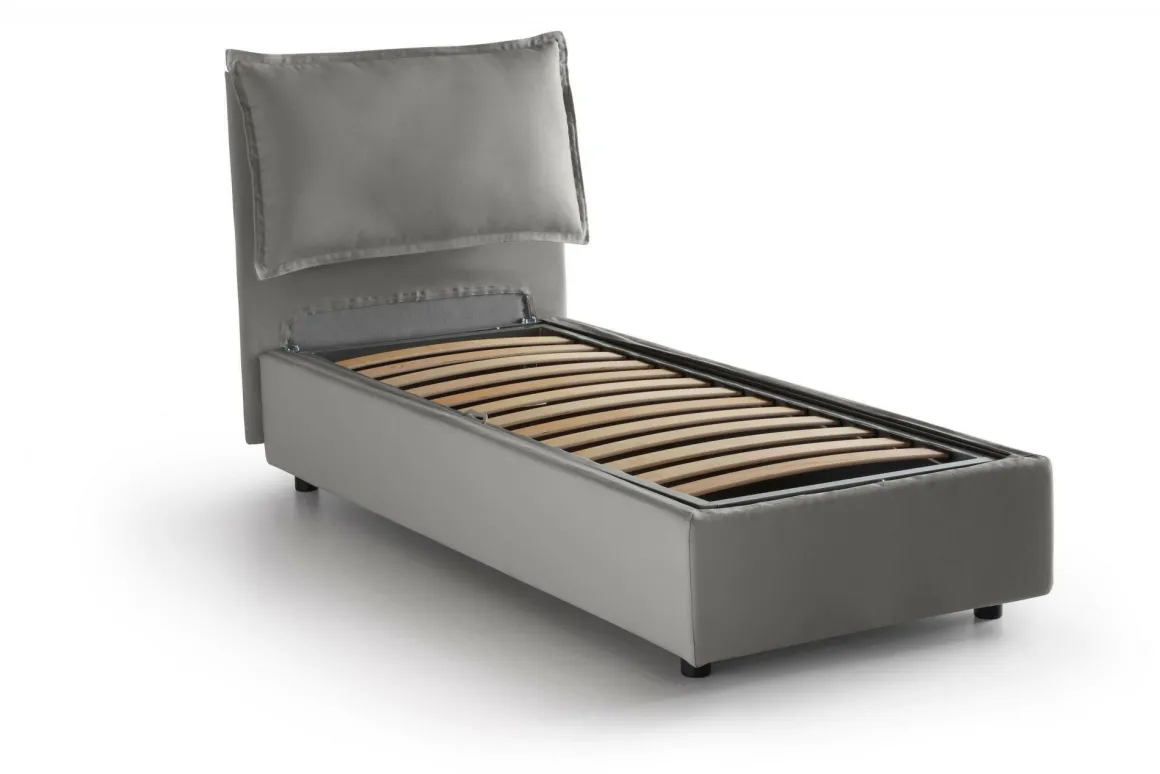 Letti Singoli|Letti Contenitore > Dmora Letto una piazza contenitore 95x215cm moderno - Azzurrino Grigio