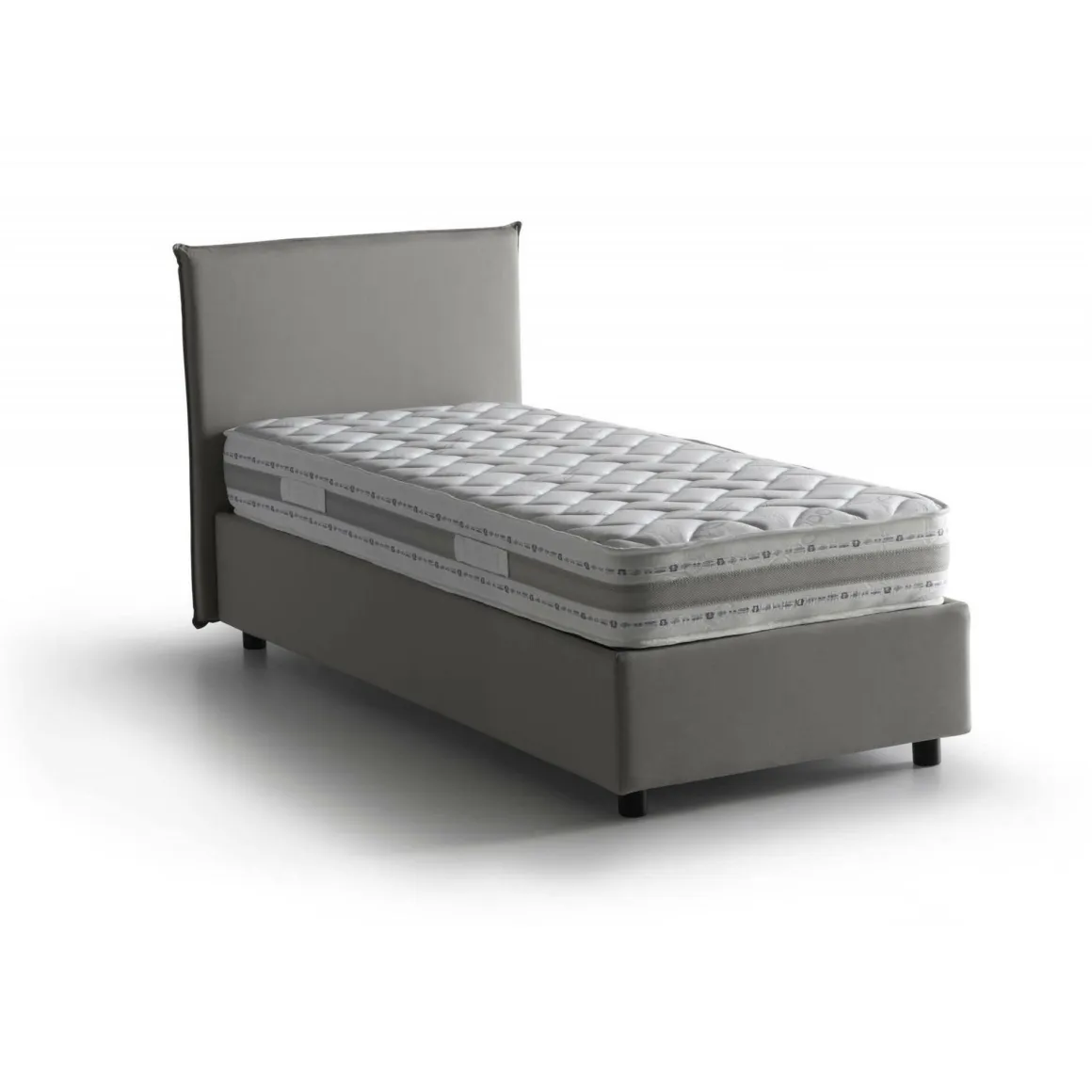 Letto una piazza contenitore grigio 95x215cm rivestimento in tessuto - Boudicca