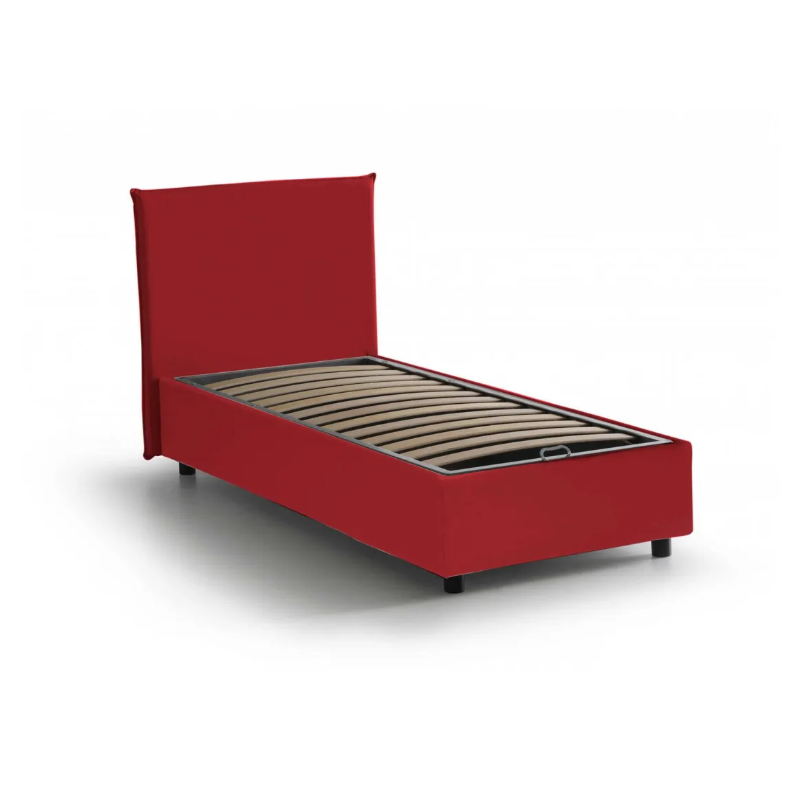 Letto una piazza contenitore rosso 105x205cm adatto per materasso 90x190 cm - Ajan