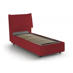 Letto una piazza contenitore rosso 105x205cm rivestimento in tessuto - Aigor