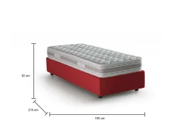 Letti Singoli|Letti Contenitore > Dmora Letto una piazza contenitore 105x215cm rivestimento in tessuto - Alder Rosso