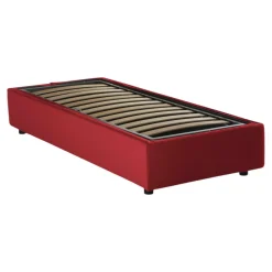 Letti Singoli|Letti Contenitore > Dmora Letto una piazza contenitore 105x215cm rivestimento in tessuto - Alder Rosso