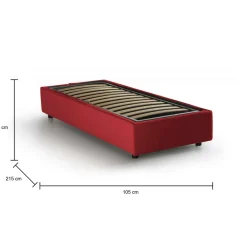 Letto una piazza contenitore rosso 105x215cm sfoderabile - Acetico
