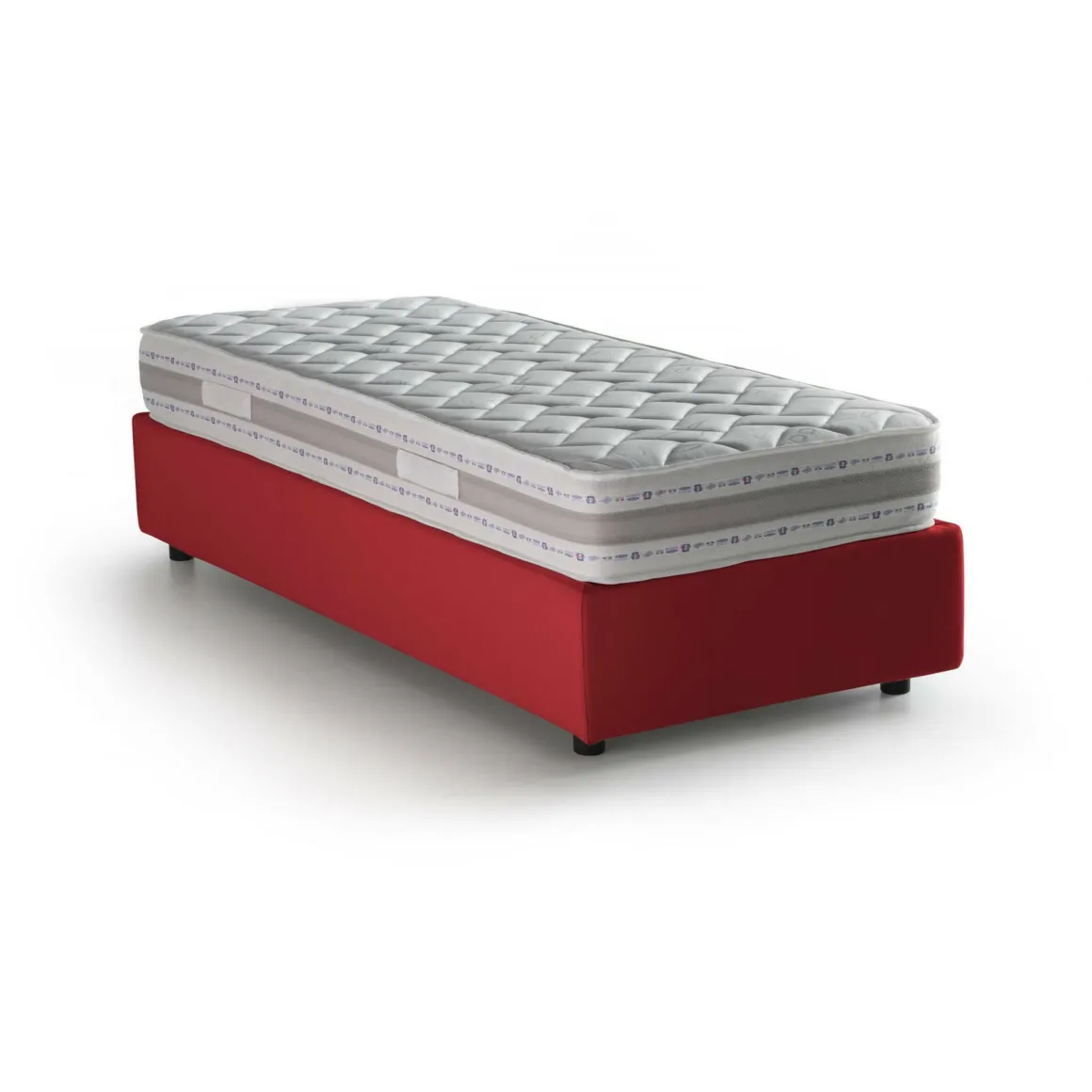 Letto una piazza contenitore rosso 95x215cm materasso incluso - Avova