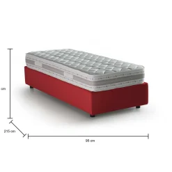 Letto una piazza contenitore rosso 95x215cm materasso incluso - Avova