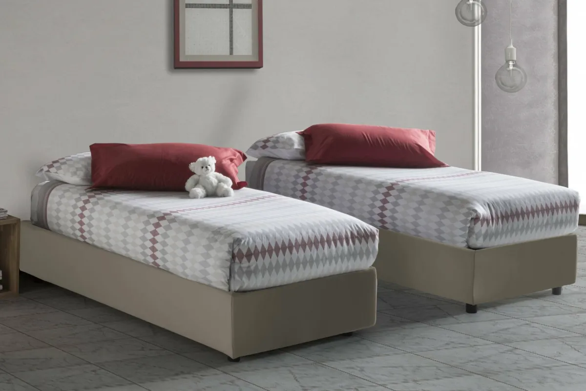 Letti Singoli|Letti Contenitore > Dmora Letto una piazza contenitore tortora 105x205cm adatto per materasso 90x190 cm - Nantine Grigio Tortora