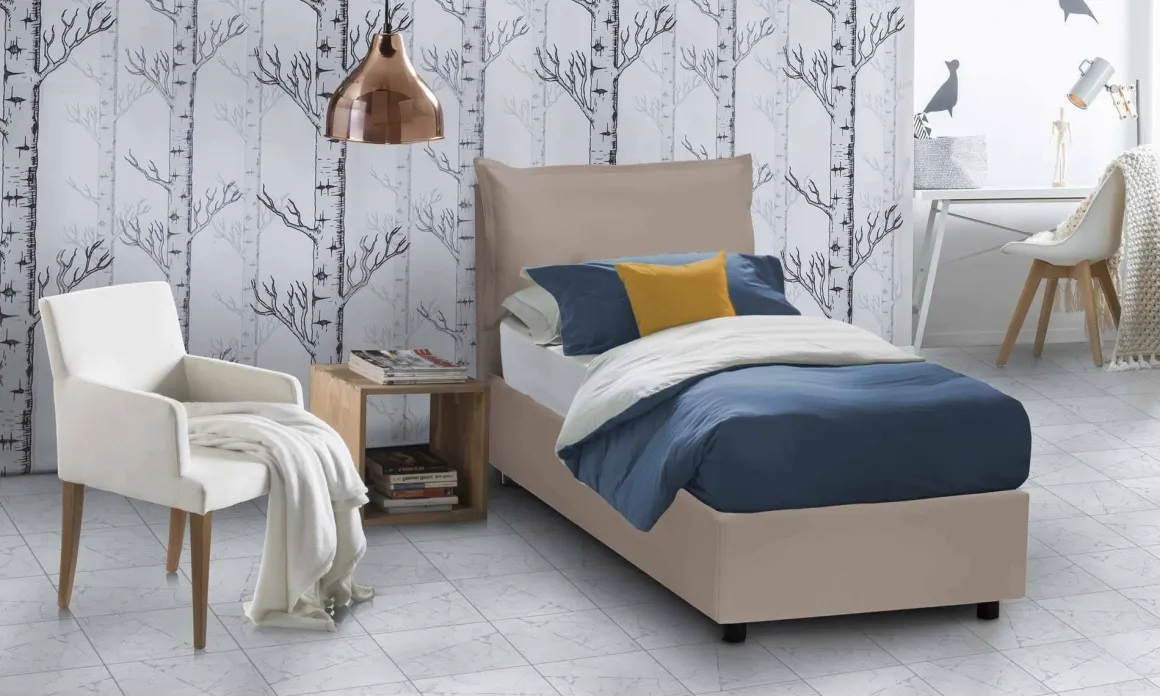 Letto una piazza contenitore tortora 105x205cm comodo - Amandola