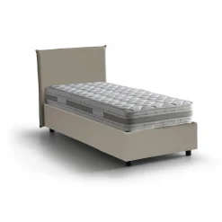 Letto una piazza contenitore tortora 105x205cm rivestimento in ecopelle - Bernarda