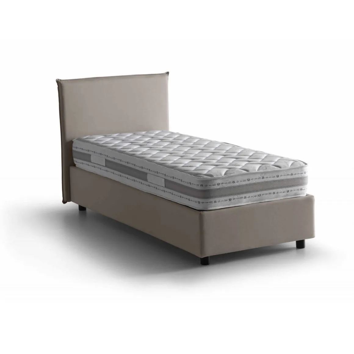 Letti Singoli|Letti Contenitore > Dmora Letto una piazza contenitore tortora 105x215cm rivestito in ecopelle - ArtemisiaI Grigio Tortora