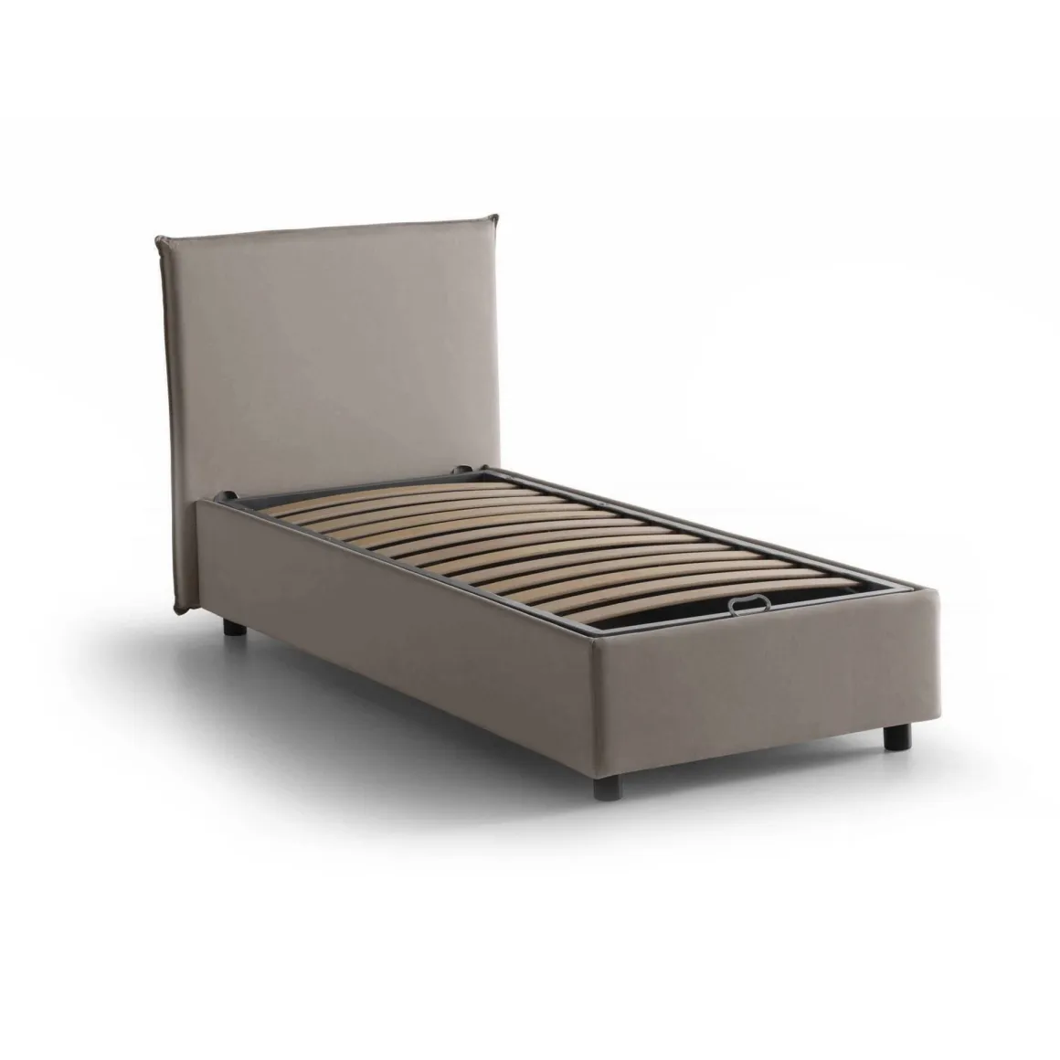 Letto una piazza contenitore tortora 105x215cm sfoderabile - Alder