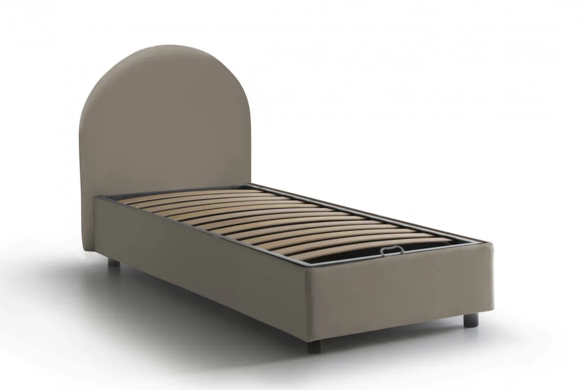 Letto una piazza contenitore tortora 95x205cm comfort - Parco
