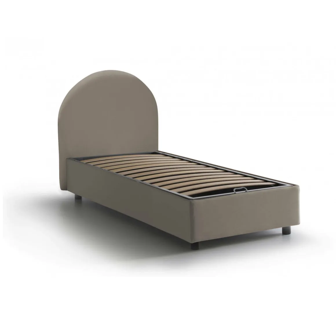 Letti Singoli|Letti Contenitore > Dmora Letto una piazza contenitore tortora 95x205cm rivestito in ecopelle - Andros Grigio Tortora