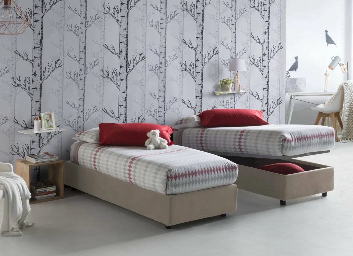 Letti Singoli|Letti Contenitore > Dmora Letto una piazza contenitore tortora 95x215cm comodo - Shana Grigio Tortora