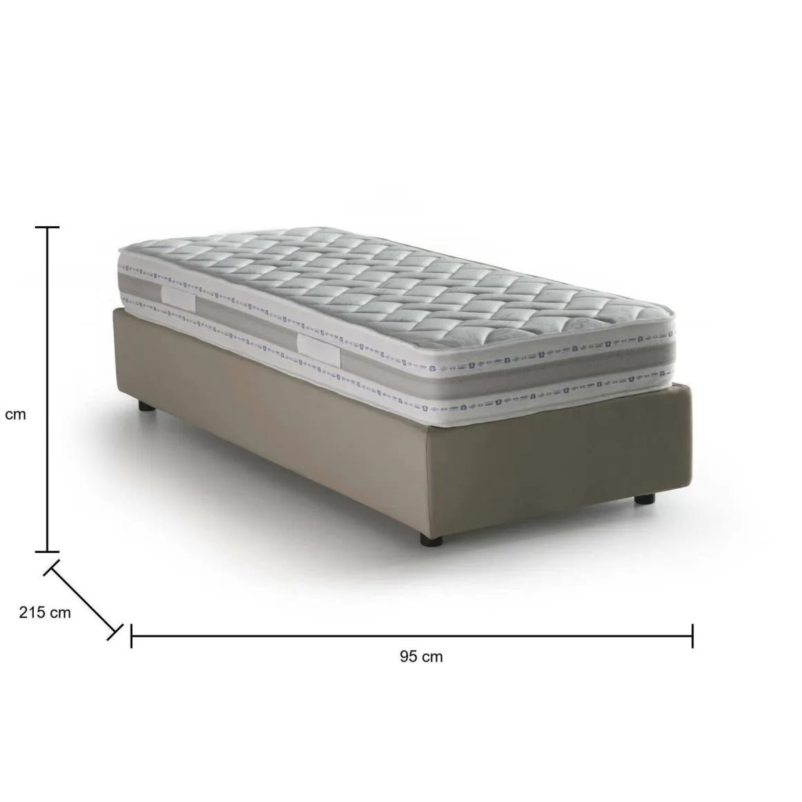 Letti Singoli|Letti Contenitore > Dmora Letto una piazza contenitore tortora 95x215cm comodo - Shana Grigio Tortora