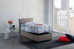 Letti Singoli|Letti Contenitore > Dmora Letto una piazza contenitore tortora 95x215cm comodo - Shana Grigio Tortora