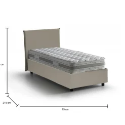 Letti Singoli|Letti Contenitore > Dmora Letto una piazza contenitore tortora 95x215cm elegante - Ancara Grigio Tortora