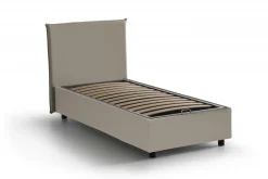 Letti Singoli|Letti Contenitore > Dmora Letto una piazza contenitore tortora 95x215cm elegante - Ancara Grigio Tortora
