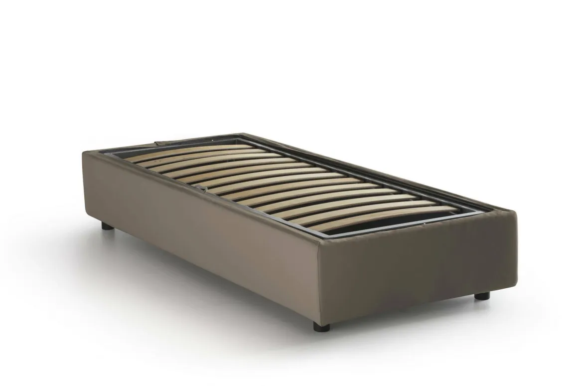 Letto una piazza contenitore tortora 95x215cm moderno - Ava
