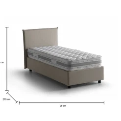 Letto una piazza contenitore tortora 95x215cm rivestimento in tessuto - Boudicca