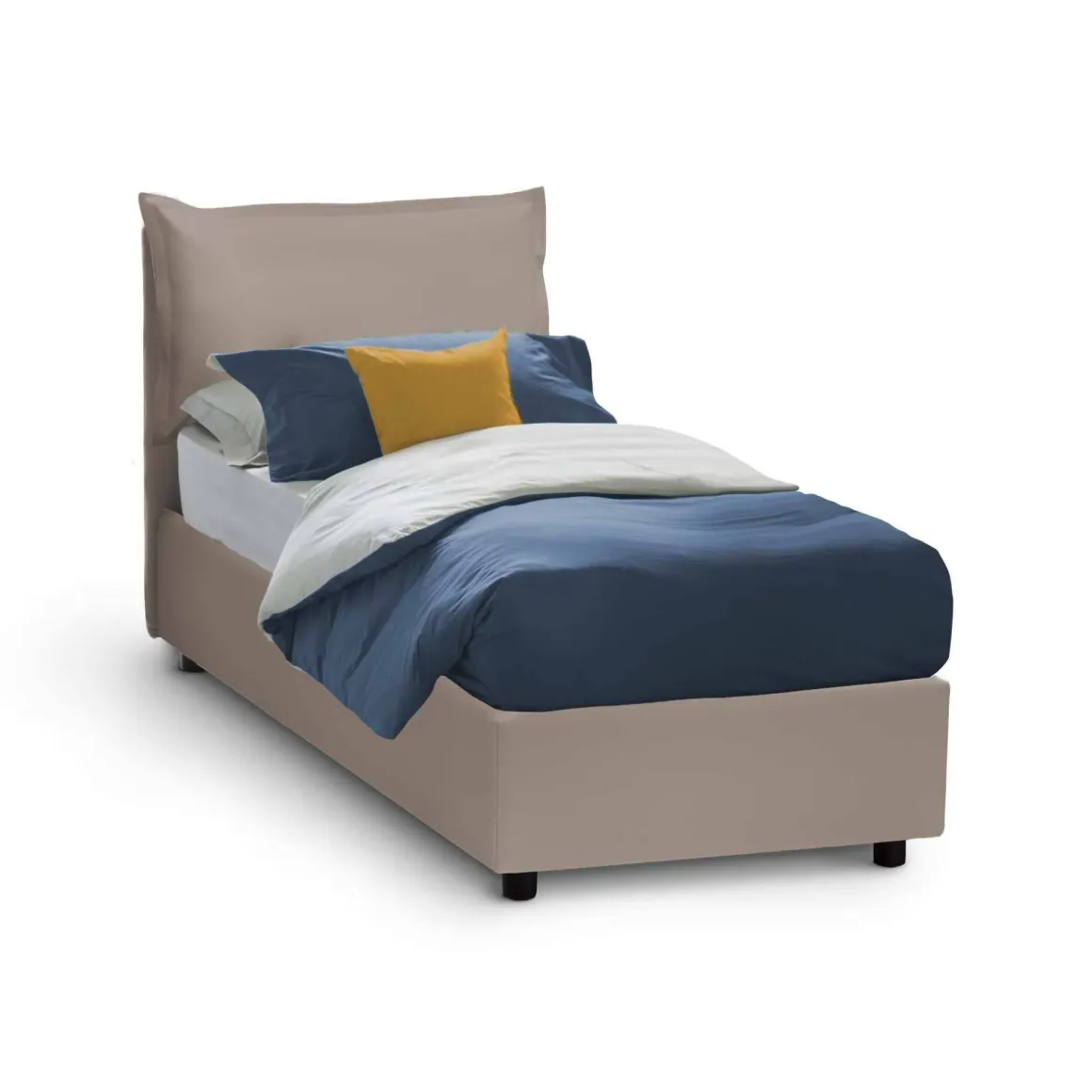 Letto una piazza contenitore tortora 95x215cm sfoderabile - Delhi