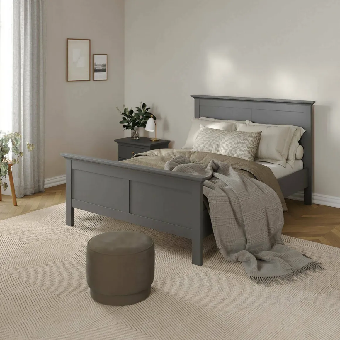 Letto un posto grigio 158x200cm rete inclusa - Arcevia