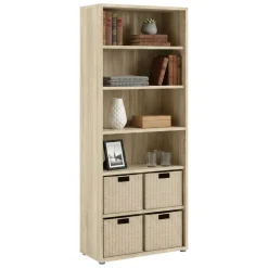 Librerie > Dmora Libreria alta in legno 89x221h cm - Armon Marrone Quercia