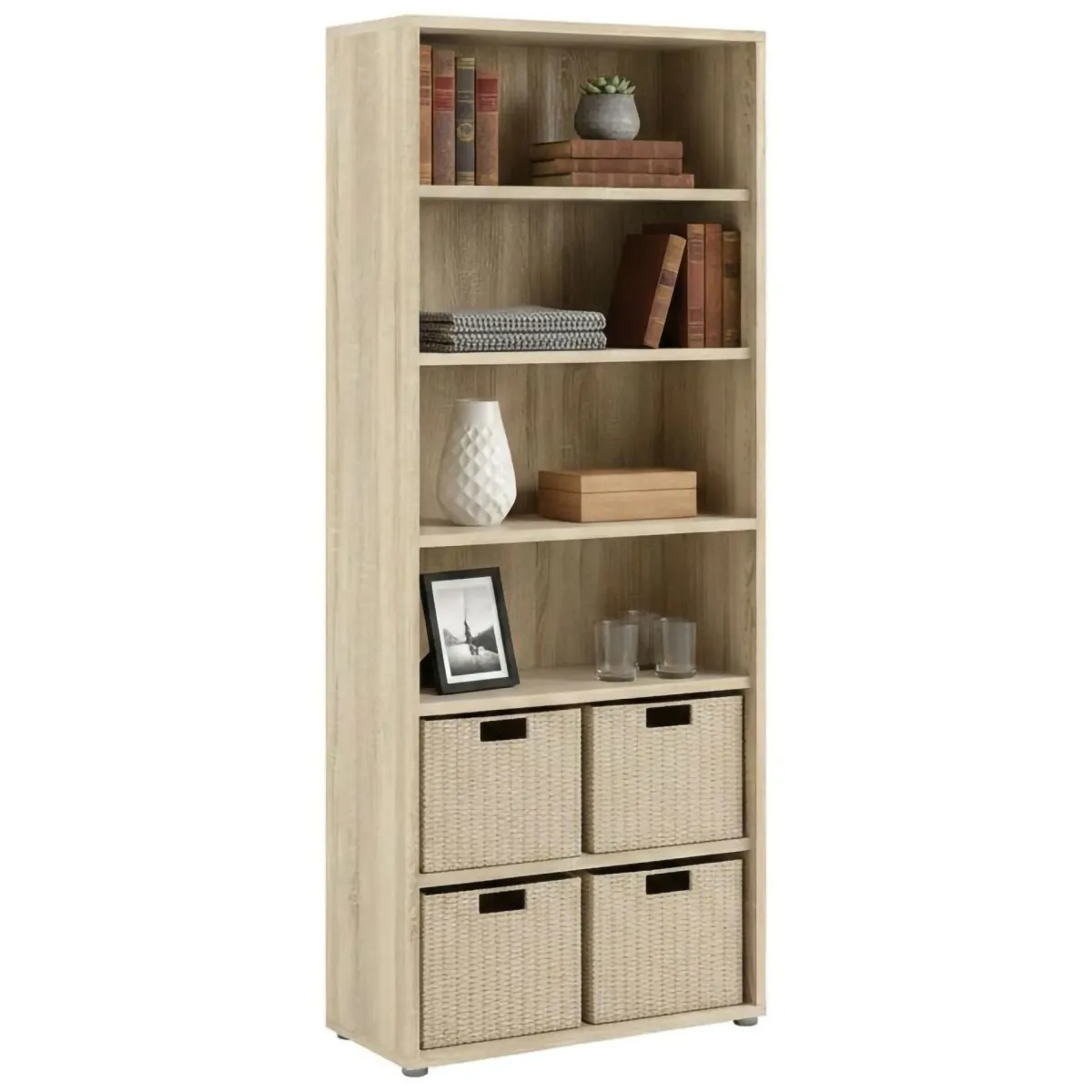 Librerie > Dmora Libreria alta in legno 89x221h cm - Armon Marrone Quercia