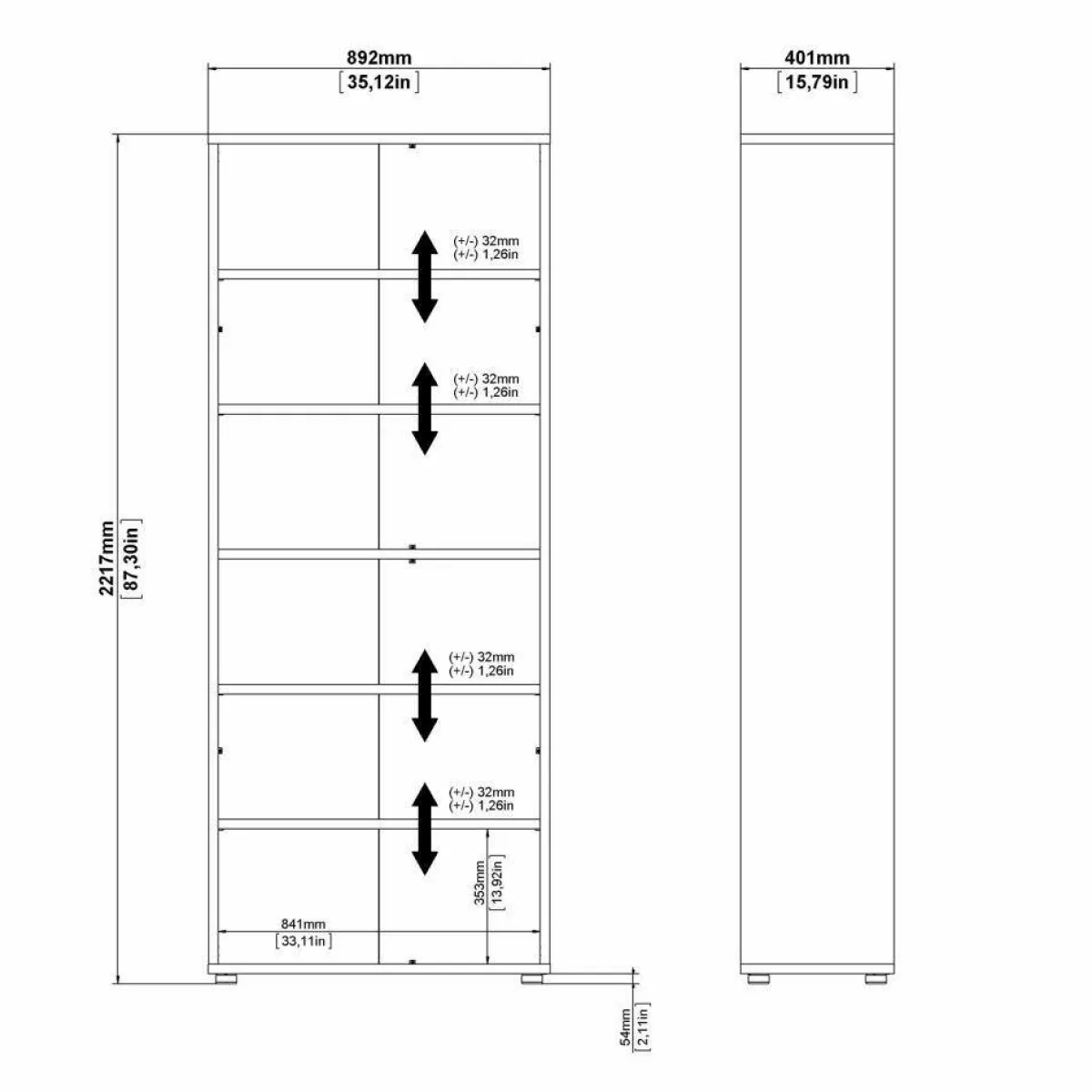 Librerie > Dmora Libreria alta in legno 89x221h cm - Armon Marrone Quercia