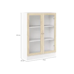 Librerie > Dmora Libreria 2 ante bianca e quercia 79x203h cm - Chedeng Marrone, Bianco Quercia