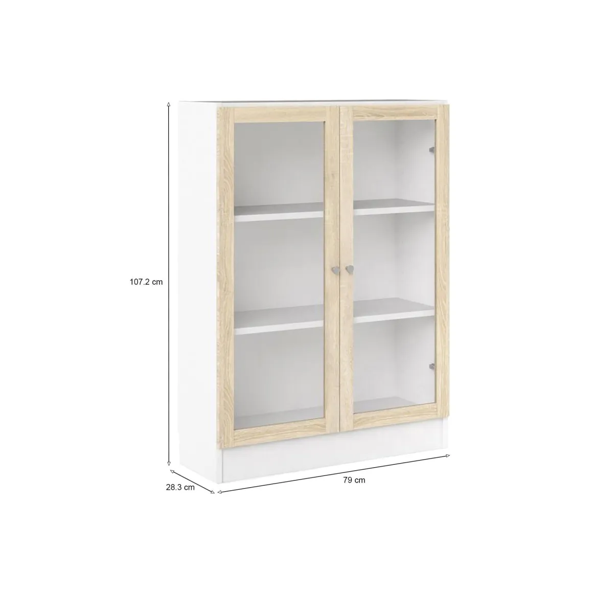 Librerie > Dmora Libreria 2 ante bianca e quercia 79x203h cm - Chedeng Marrone, Bianco Quercia