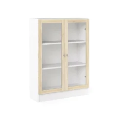 Librerie > Dmora Libreria 2 ante bianca e quercia 79x203h cm - Chedeng Marrone, Bianco Quercia