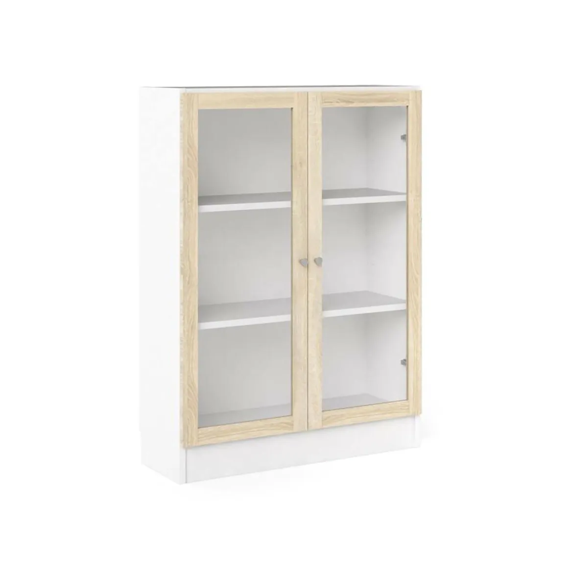 Librerie > Dmora Libreria 2 ante bianca e quercia 79x203h cm - Chedeng Marrone, Bianco Quercia
