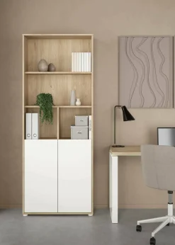 Libreria 2 ante rovere e bianca 79x204h cm - Arancio