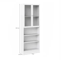 Librerie > Dmora Libreria 2 ante vetro bianca 79x203h cm - Chedeng Bianco