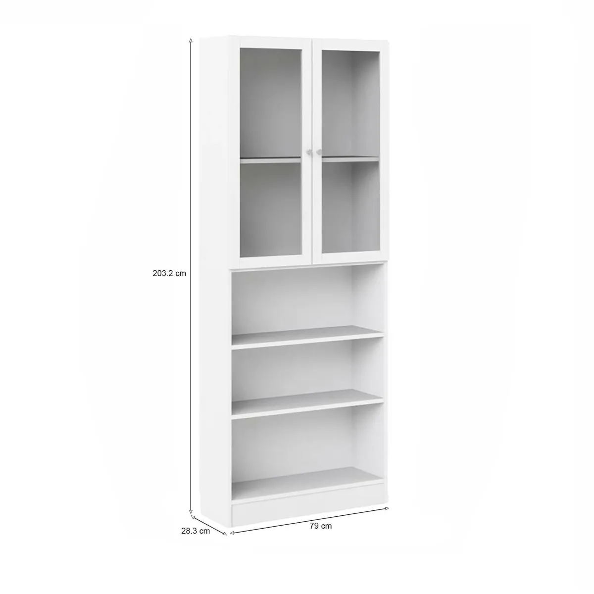 Librerie > Dmora Libreria 2 ante vetro bianca 79x203h cm - Chedeng Bianco