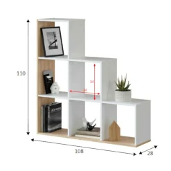 Librerie|Ufficio > Dmora Libreria aperta bianca e rovere 108x110h cm - Abilu Marrone, Bianco Rovere