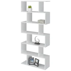 Librerie|Ufficio > Dmora Libreria a zig zag bianca lucida 80x192h cm - Alowha Bianco Lucido