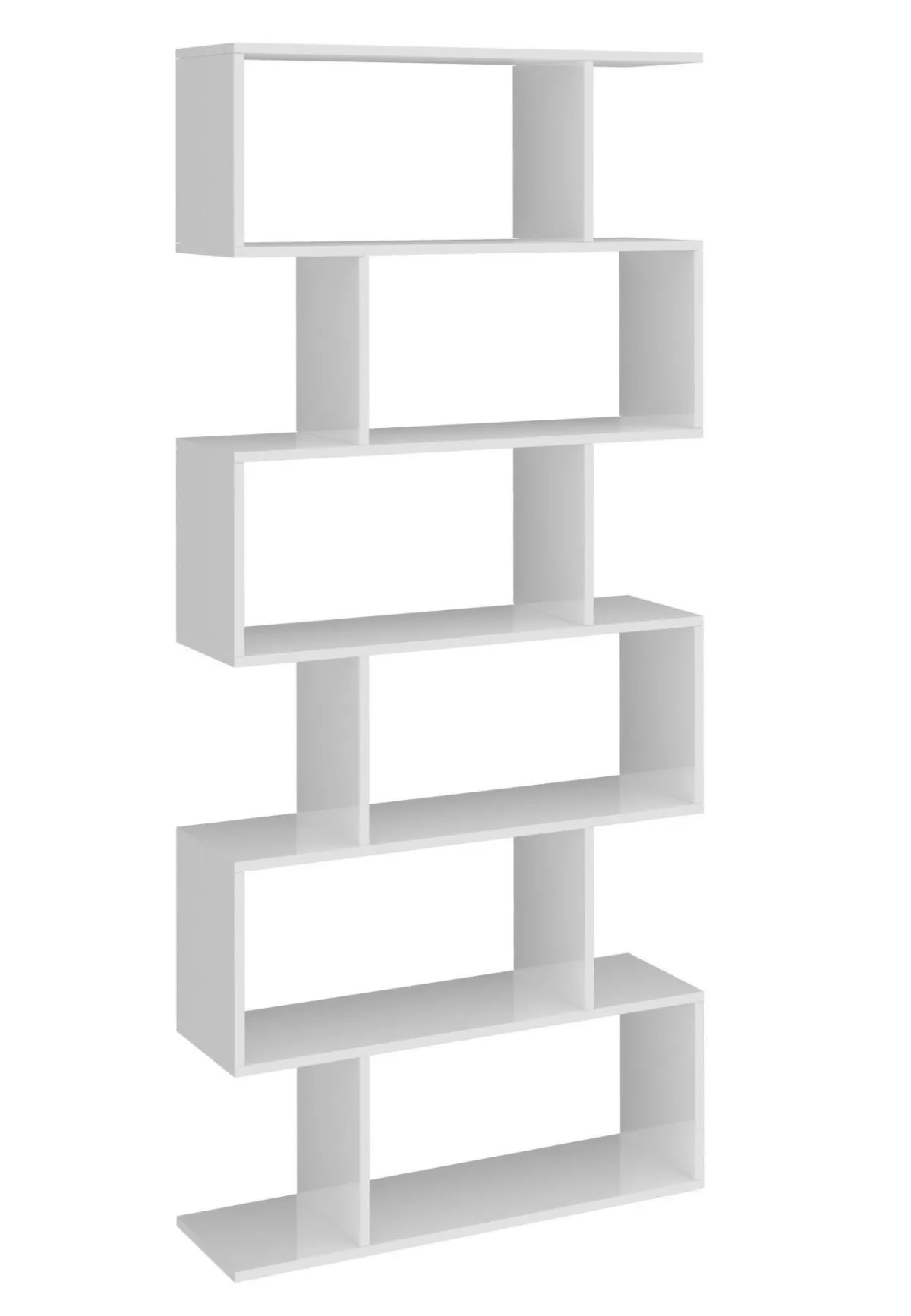 Librerie|Ufficio > Dmora Libreria a zig zag bianca lucida 80x192h cm - Alowha Bianco Lucido