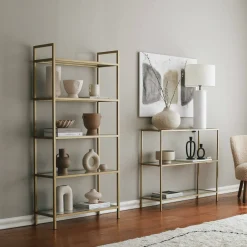 Libreria bassa in vetro oro 80x165h cm - Stratonice